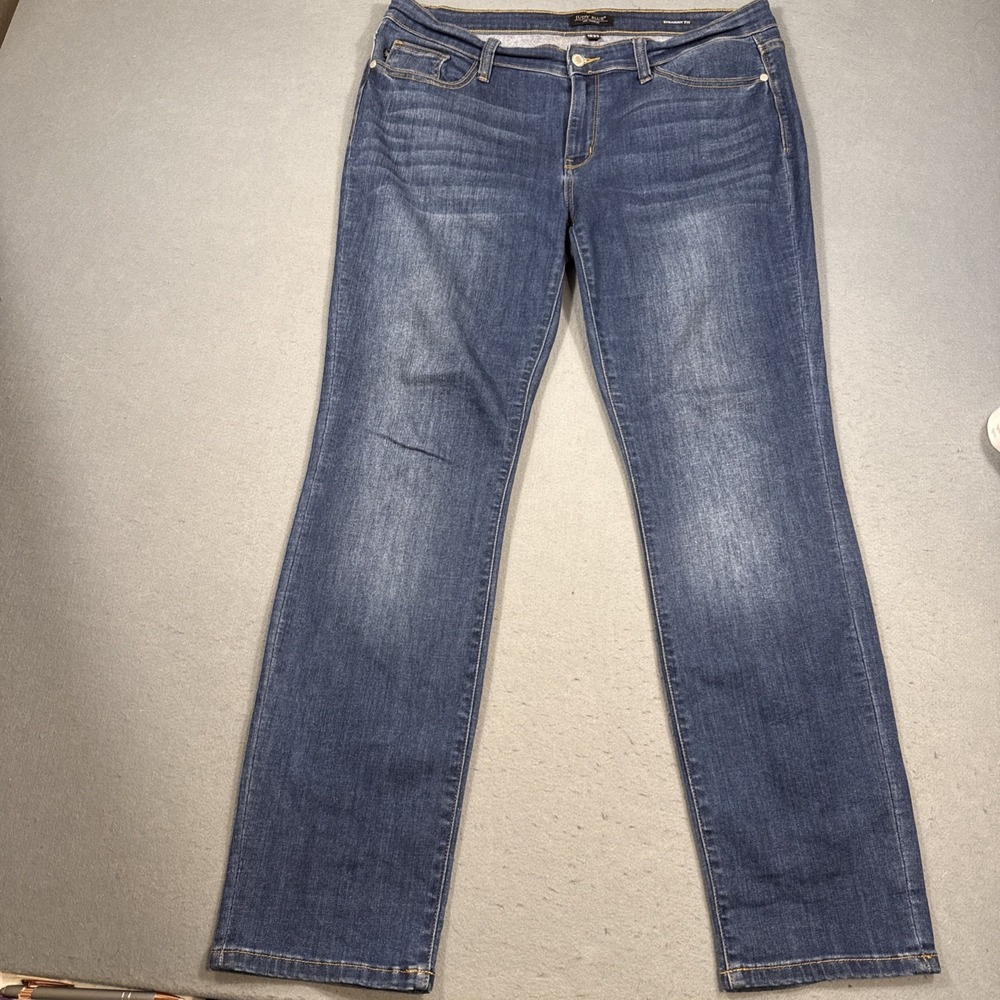 Judy Blue Straight Fit Jeans Womens 15/32 Blue Dark Wash Stretch - Picture 3 of 10